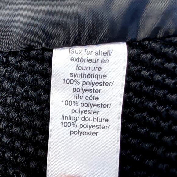 New Faux Fur Vest Crochet Back Black Charcoal Size Medium - Picture 6 of 9